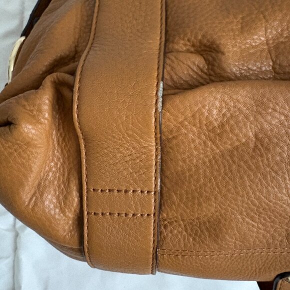 MICHAEL Michael Kors Multi Pocket Brown Leather Shoulder Bag Tote Hobo Camel - Picture 6 of 14